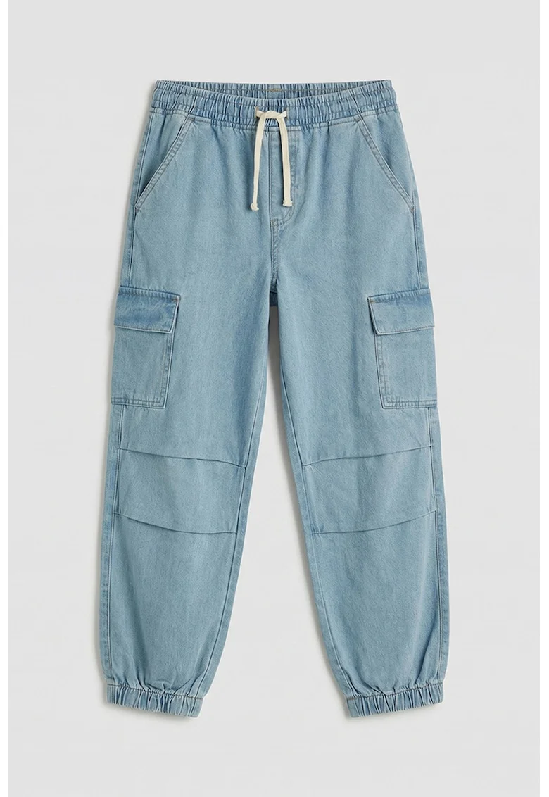 Blugi cargo baggy din amestec de lyocell, Albastru deschis