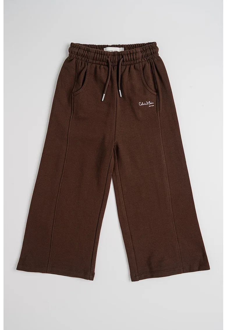 Pantaloni de trening din bumbac cu logo, Maro inchis