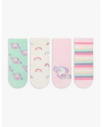 Set de sosete din bumbac cu model - 4 perechi, Roz pastel/Mint