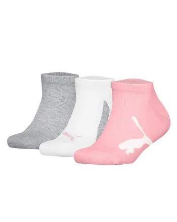 Set de sosete unisex cu imprimeu logo - 3 perechi, Alb/Gri/Roz