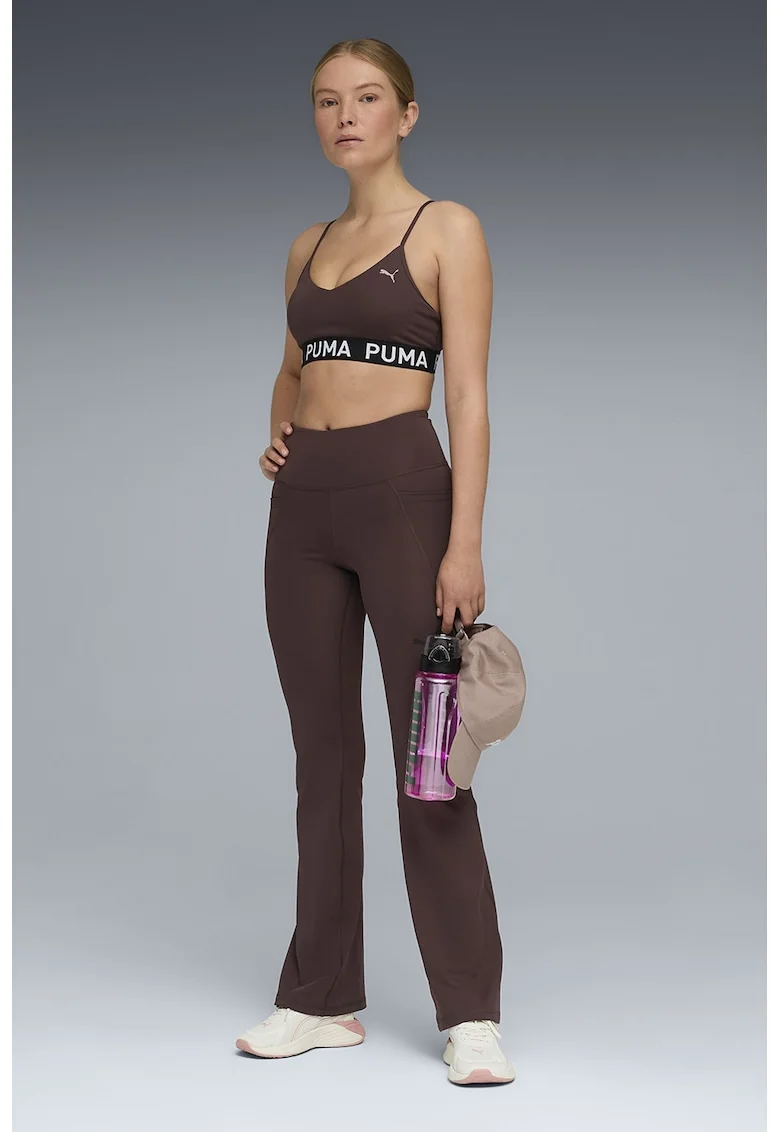 Pantaloni cu croiala bootcut pentru fitness Essential, Maro cognac