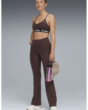 Pantaloni cu croiala bootcut pentru fitness Essential, Maro cognac