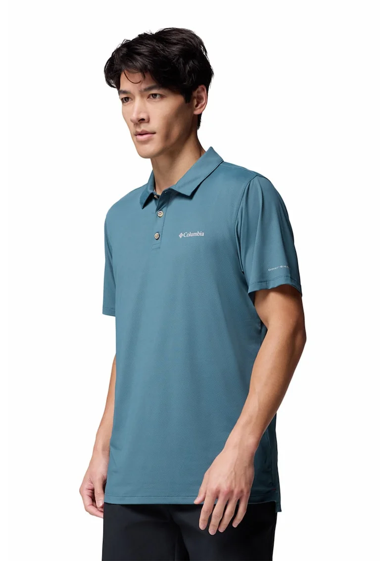 Tricou polo pentru trekking Tech Trail, Albastru