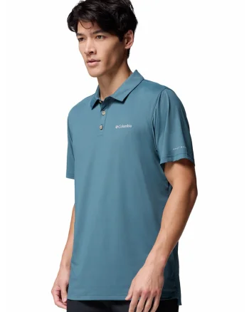 Tricou polo pentru trekking Tech Trail, Albastru