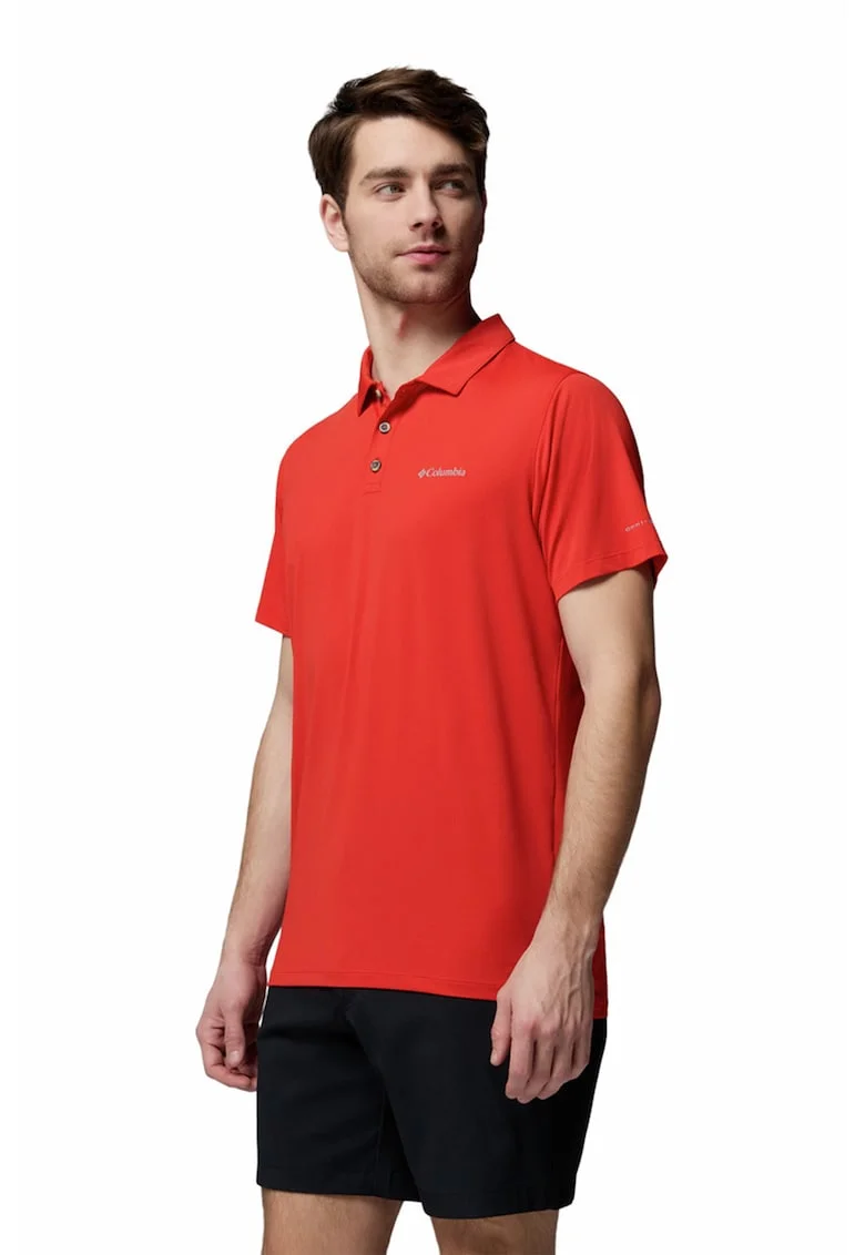 Tricou polo pentru trekking Tech Trail, Portocaliu mandarina