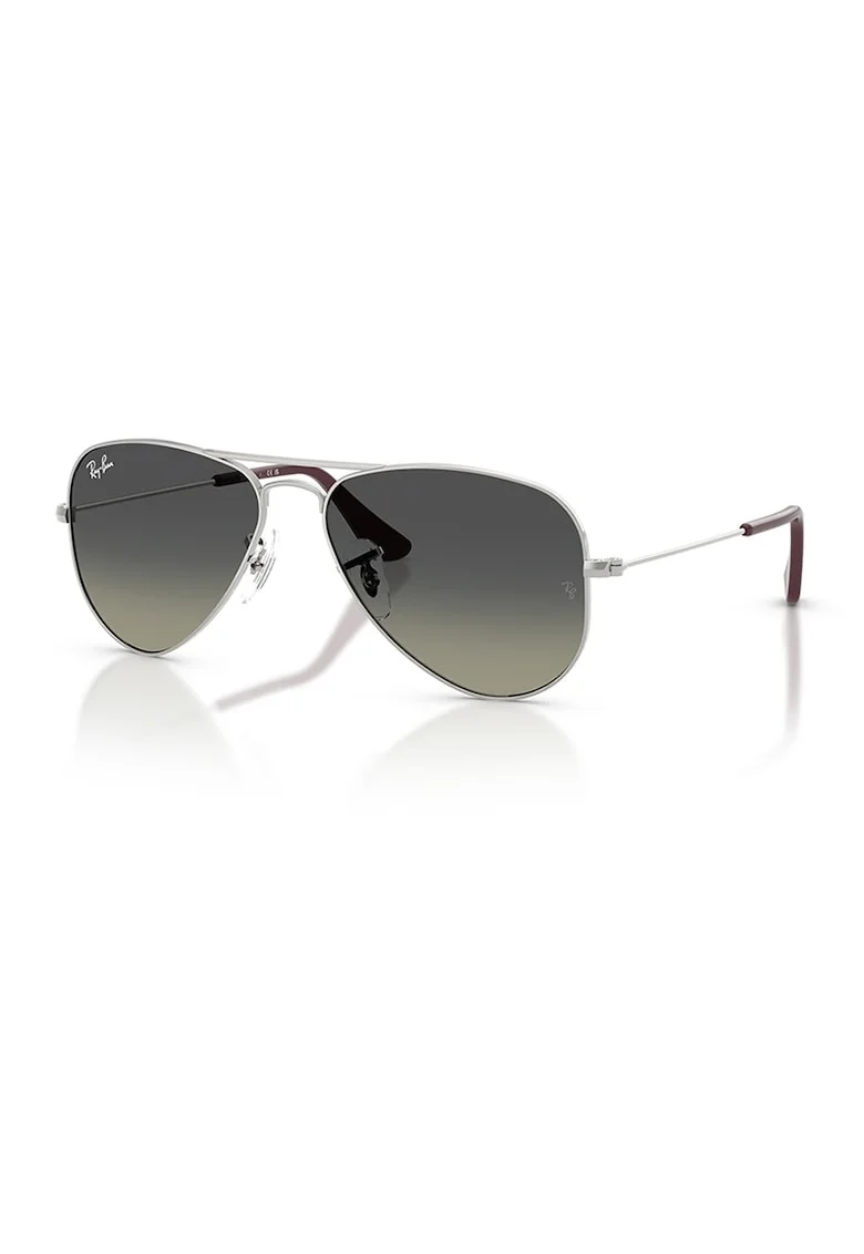 Ochelari de soare aviator cu lentile polarizate si rama metalica, Argintiu