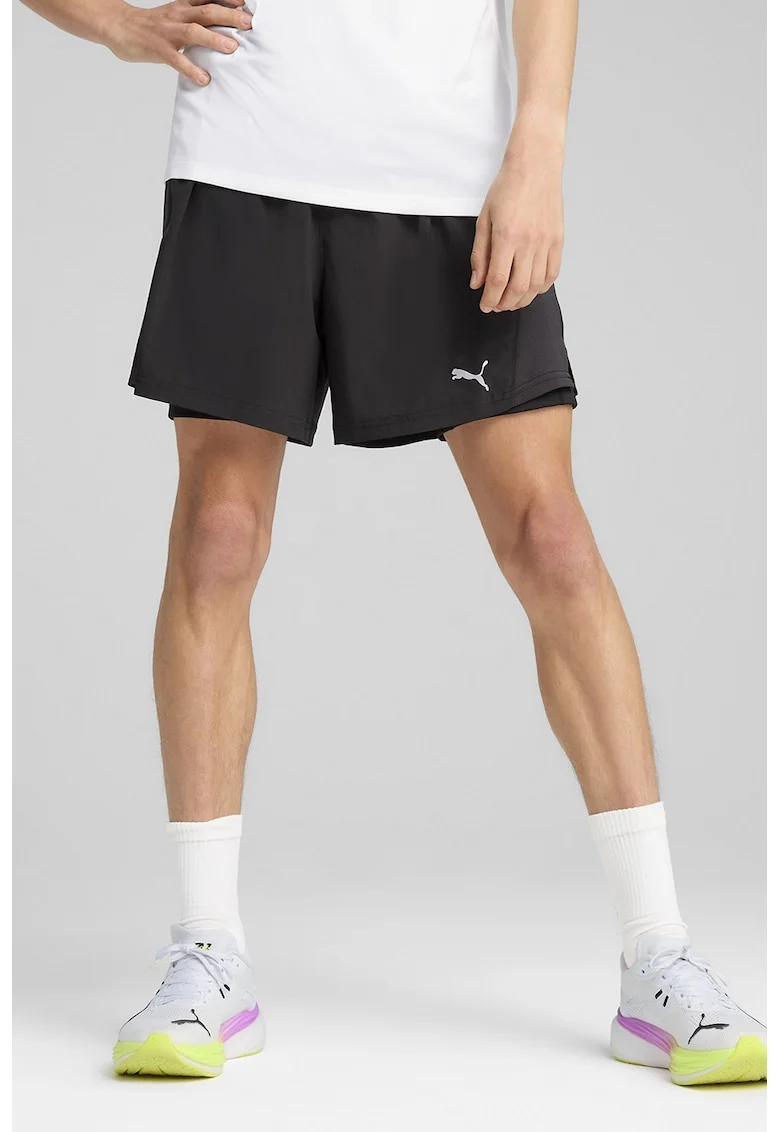 Pantaloni sucrti cu buzunare pentru alergare Velocity 2-In-1, Negru