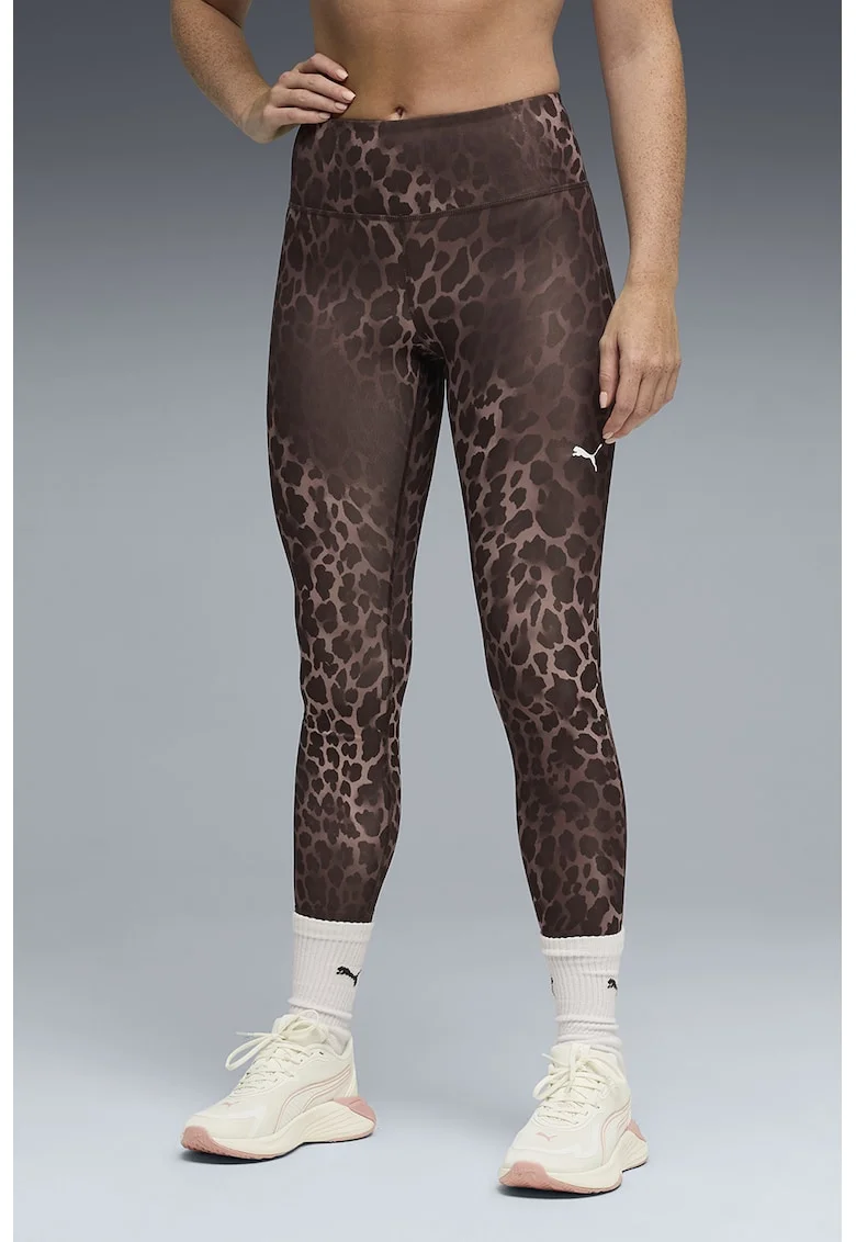 Colanti cu animal print pentru fitness Essential Spotted Haze, Maro inchis