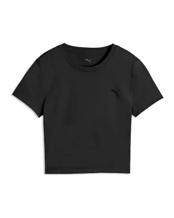 Tricou crop cu benzi logo pentru fitness Strong Cross, Negru