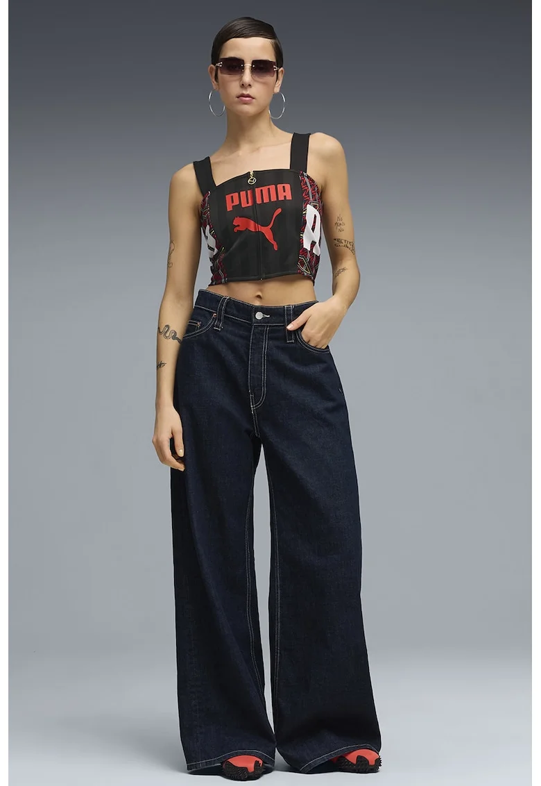 Top slim fit Future Archive, Negru/Coral