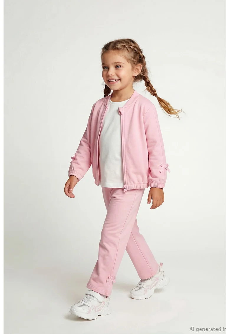 Pantaloni de trening cu croiala dreapta si talie elastica, Roz pastel