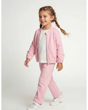 Pantaloni de trening cu croiala dreapta si talie elastica, Roz pastel