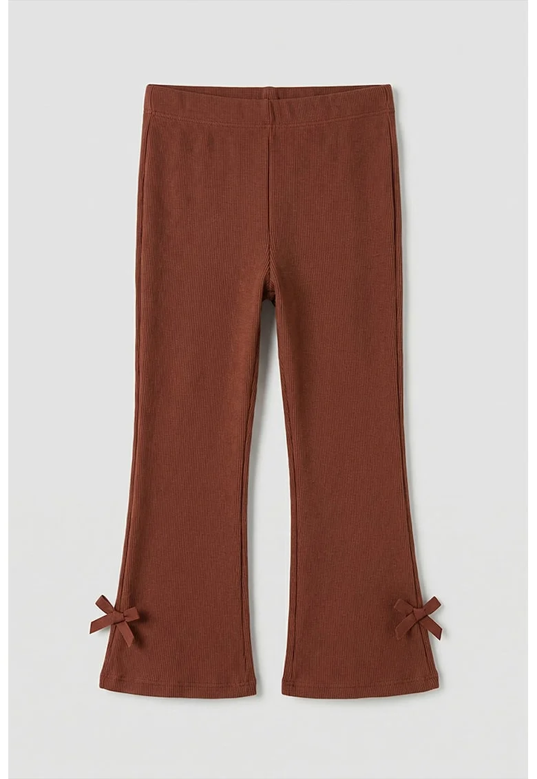 pieces Set de pantaloni evazati din bumbac - 2 perechi, Maro cognac/Maro deschis/Bej deschis