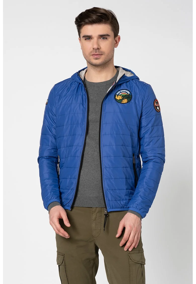 Jacheta slim fit cu broderie logo Aric Sum, Albastru royal