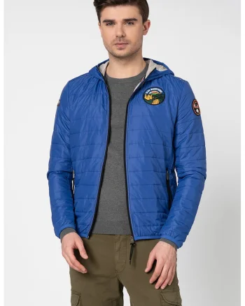 Jacheta slim fit cu broderie logo Aric Sum, Albastru royal