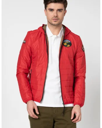 Jacheta slim fit cu imprimeu logo pe spate Aric Sum, Rosu