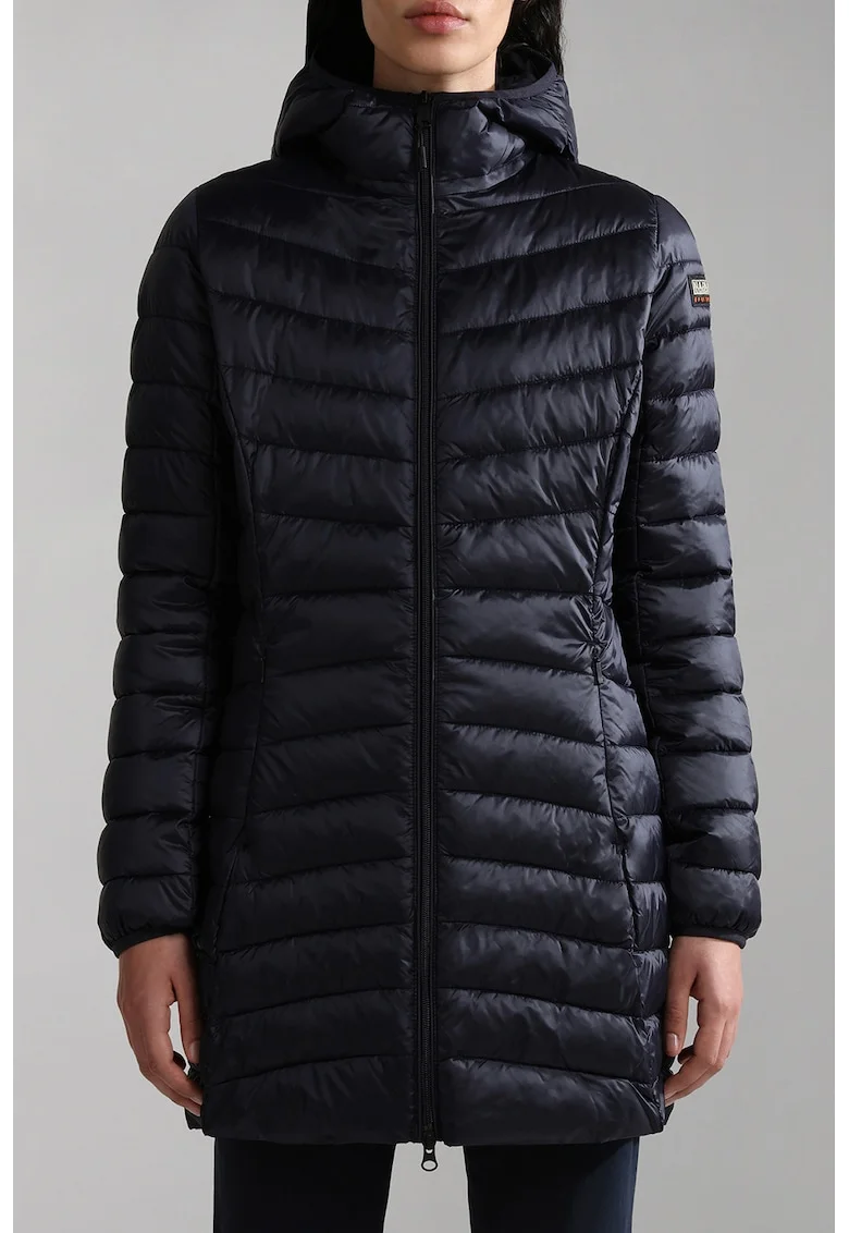 Geaca lunga regular fit cu aspect matlasat Aerons, Negru