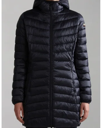 Geaca lunga regular fit cu aspect matlasat Aerons, Negru