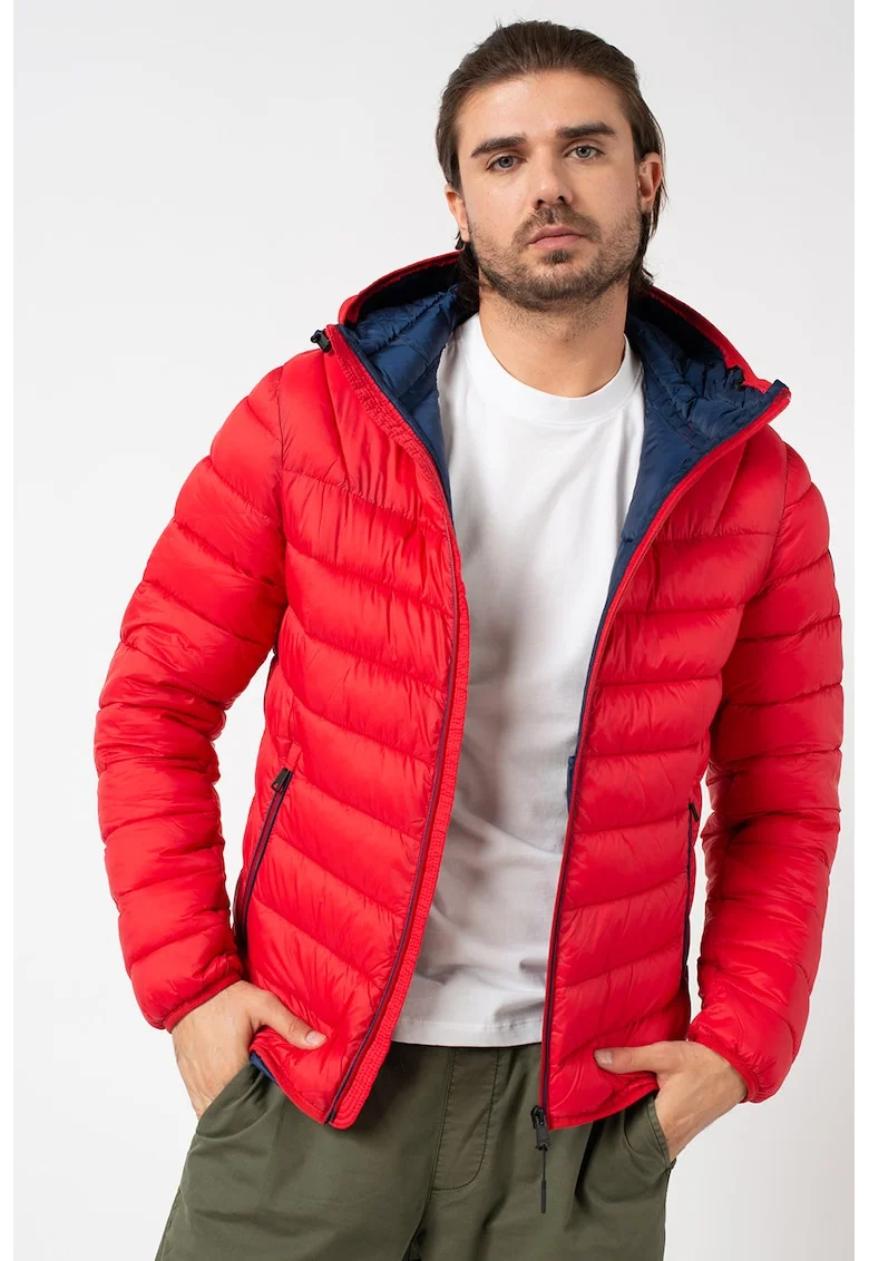 Geaca regular fit cu gluga si aspect matlasat Aerons, Rosu
