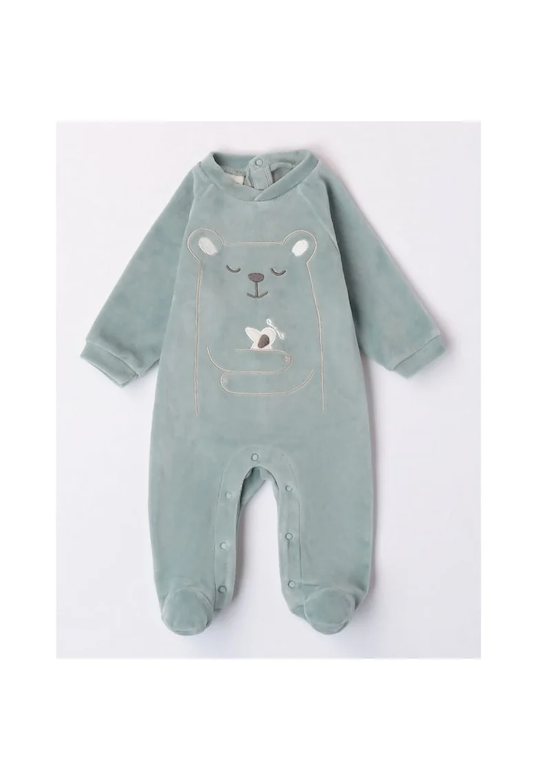 Salopeta plusata cu imprimeu pentru bebe baiat, I Do, 4.7173, Verde, Verde