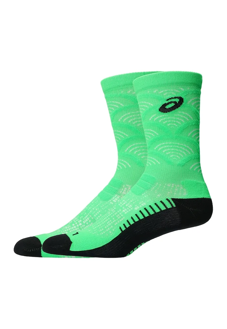 Sosete cu model, pentru alergare, Negru/Verde lime