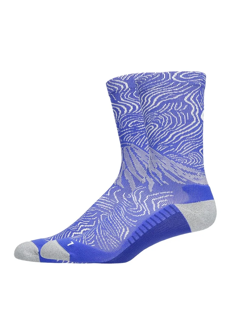 Sosete unisex cu model pentru alergare, Alb/Albastru indigo