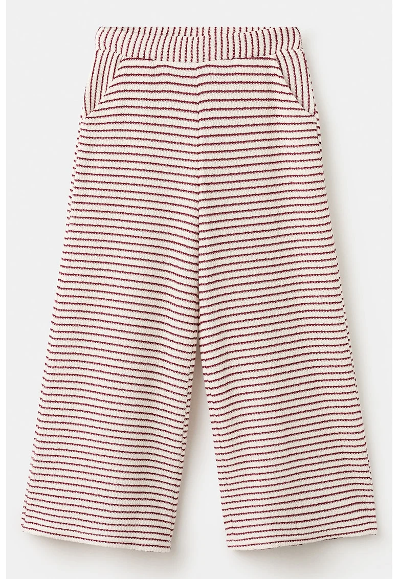 Pantaloni tricotati cu dungi, Rosu inchis/Crem