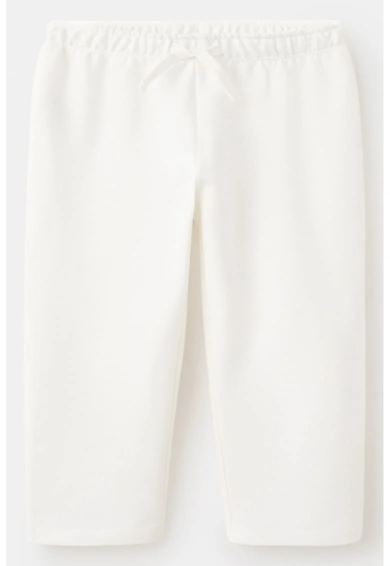 Pantaloni drepti de bumbac cu buzunare, Alb murdar