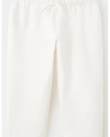 Pantaloni drepti de bumbac cu buzunare, Alb murdar