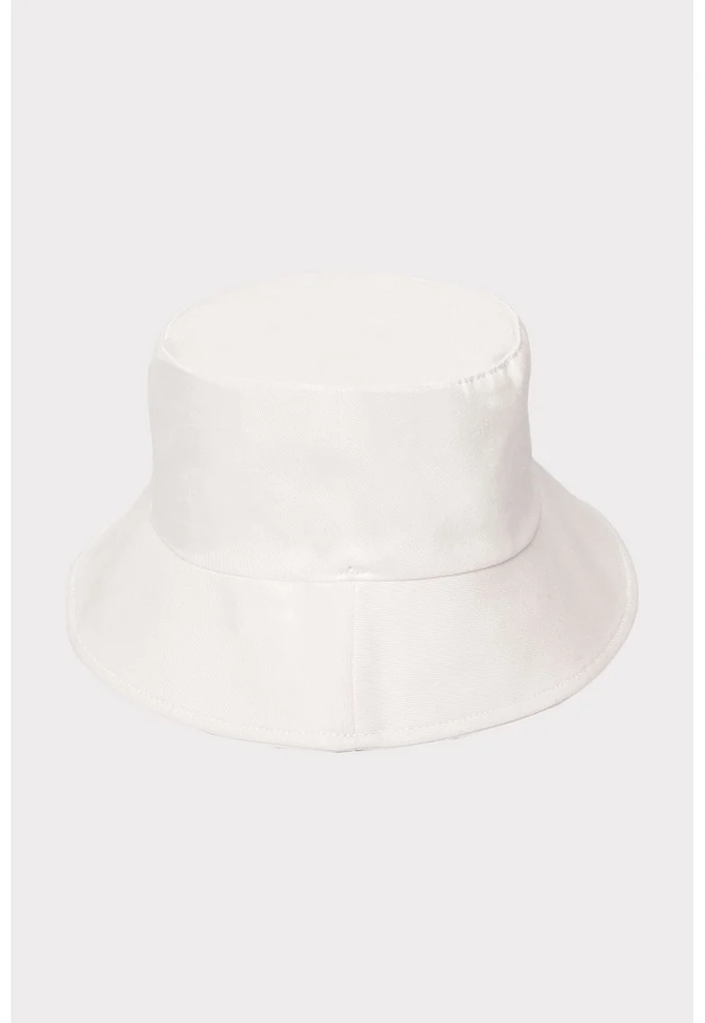 Palarie bucket cu logo, Alb fildes