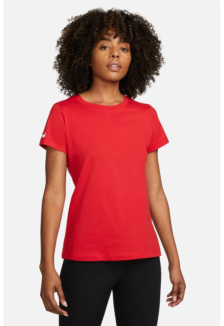 Tricou de bumbac cu decolteu la baza gatului, pentru fotbal, Rosu