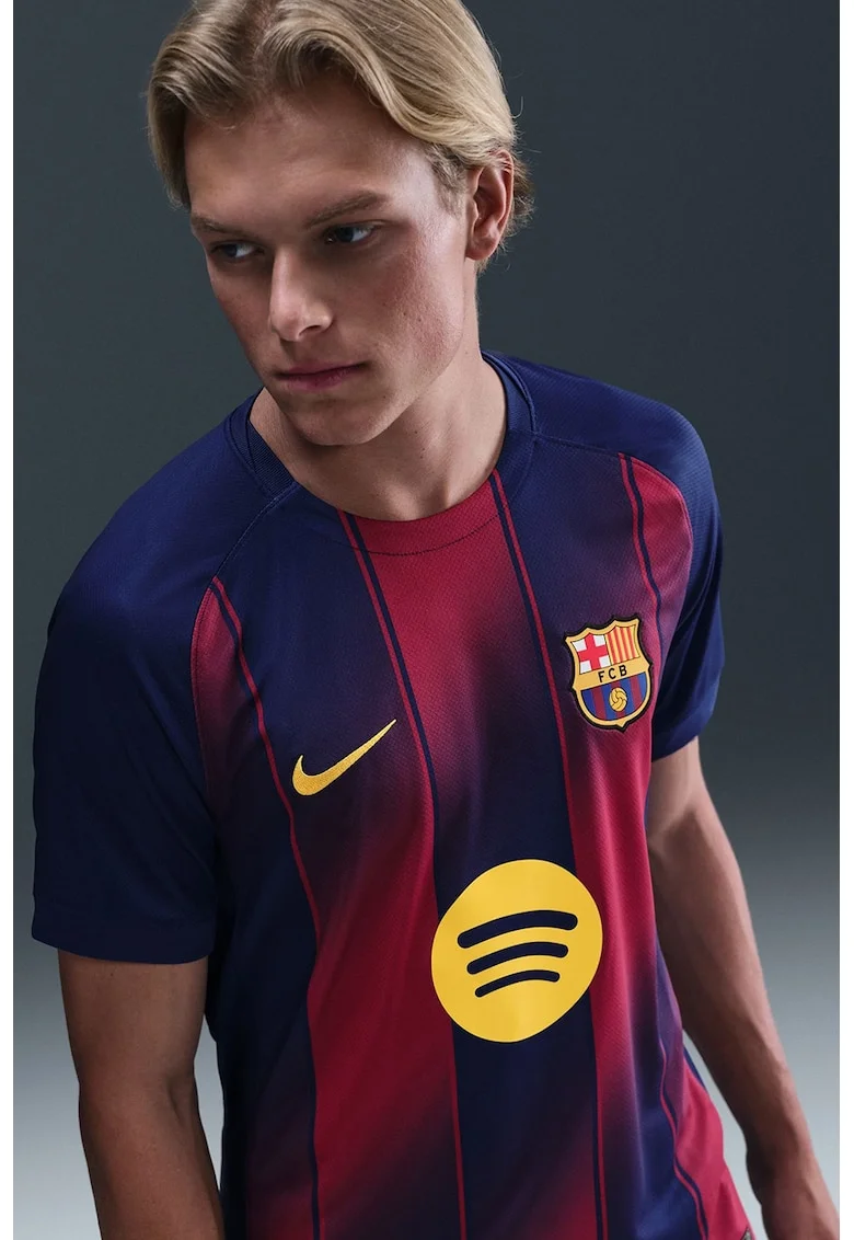 Tricou cu tehnologie Dri-FIT pentru fotbal FCB, Rosu/Albastru inchis