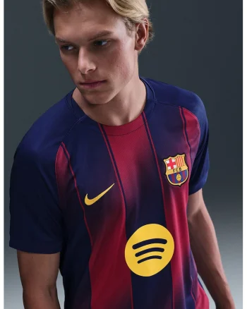 Tricou cu tehnologie Dri-FIT pentru fotbal FCB, Rosu/Albastru inchis
