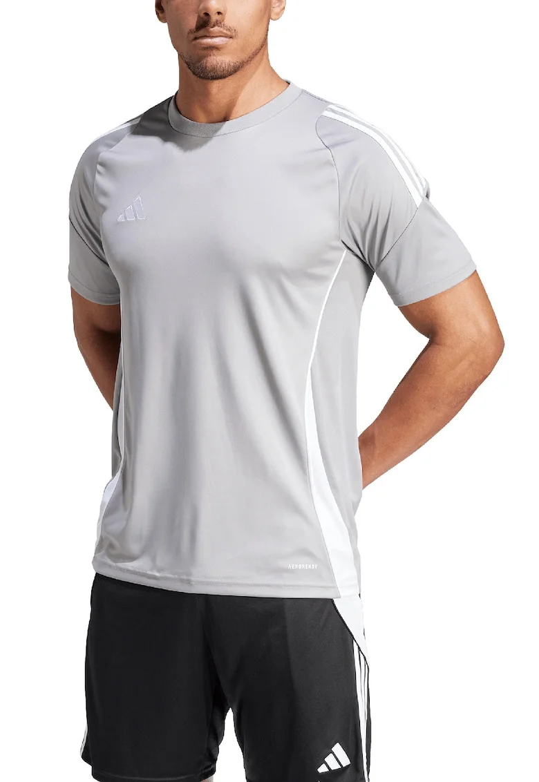 Tricou slim fit pentru fotbal TIRO24, Alb/Gri deschis