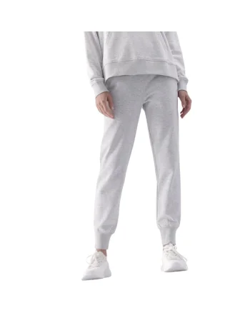 Pantaloni sport dama  F0946 gri deschis melanj, 2 buzunare, material moale