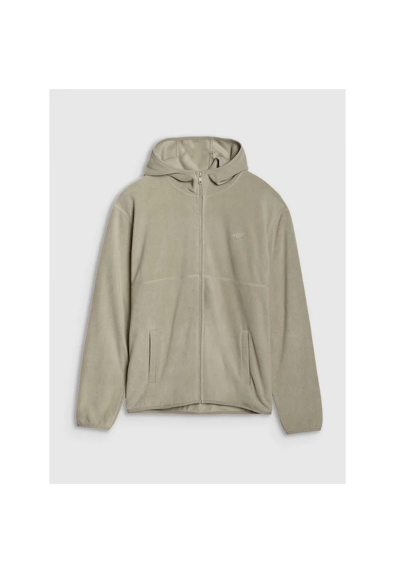 Hanorac Fleece  Barbati, Gluga, Sportiv, Kaki, Material Usor