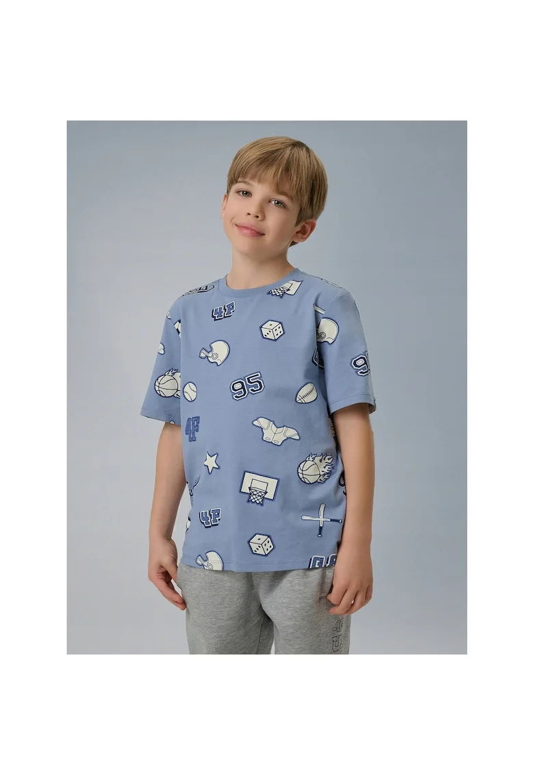 Tricou copii  regular, imprimeu, bleumarin, bumbac