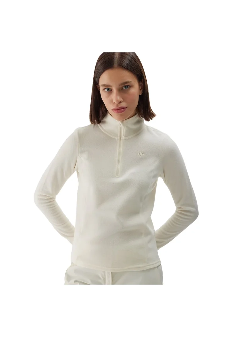 Hanorac sport dama  F048, poliester/fleece, croiala slim, crem