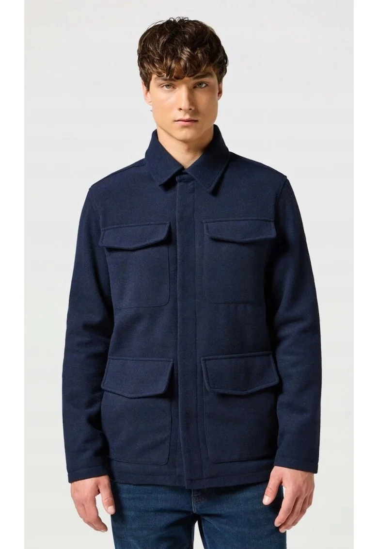 Geaca barbati,  Transitional Jacket, albastru, bumbac, fermoar, 2 buzunare cu clapa