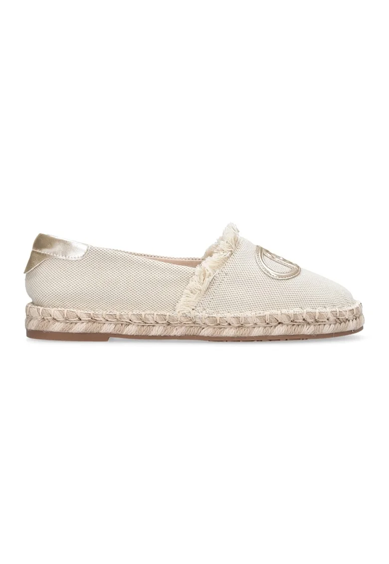 Espadrile cu aplicatie monograma, Auriu/Bej deschis