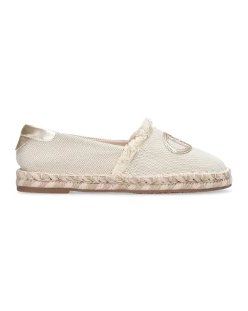 Espadrile cu aplicatie monograma, Auriu/Bej deschis