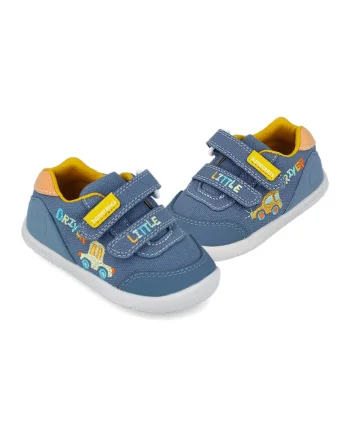 Pantofi sport cu detalii brodate, Albastru inchis/Galben sofran