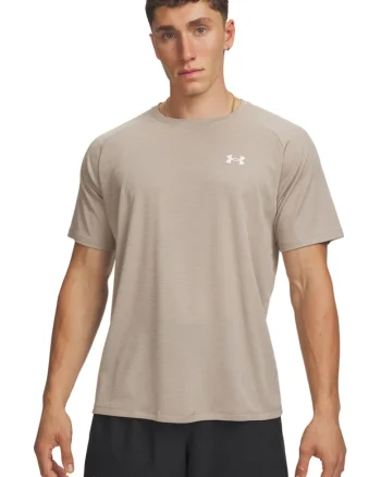 Tricou lejer texturat pentru antrenament Tech™, Alb/Maro taupe