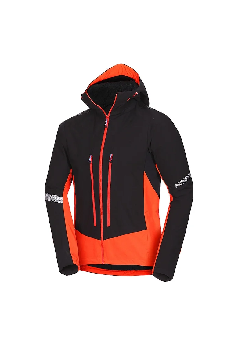 Geaca hibrida skialp Polartec® barbati SOKOLEC 1, Negru/Portocaliu