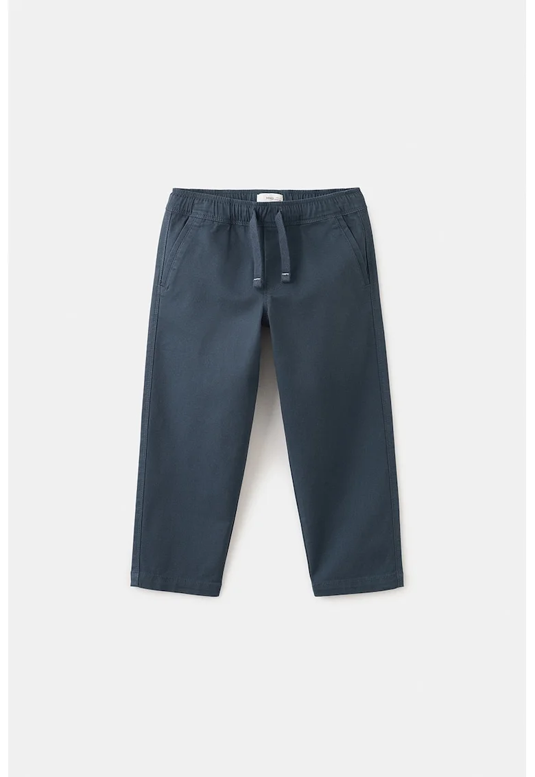 Pantaloni din amestec de bumbac cu croiala dreapta, Bleumarin