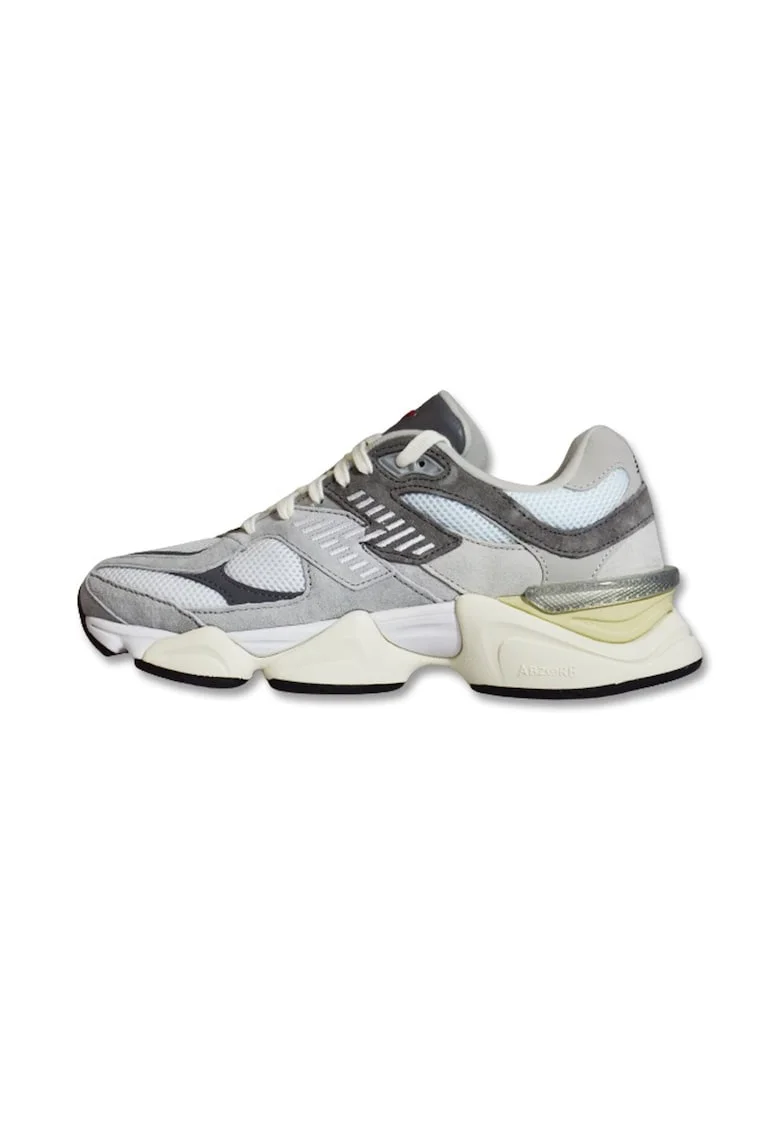 Pantofi sport unisex de piele intoarsa cu garnituri de material textil 9060, Gri