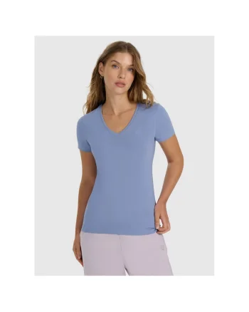 Tricou sport dama  slim, bumbac, albastru, pentru fitness,