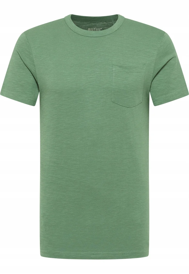 Tricou Barbati,  Amado, Regular Fit, Maneca Scurta, Decolteu Rotund, Cu Logo, Bumbac, Design Clasic, M INTL, Verde