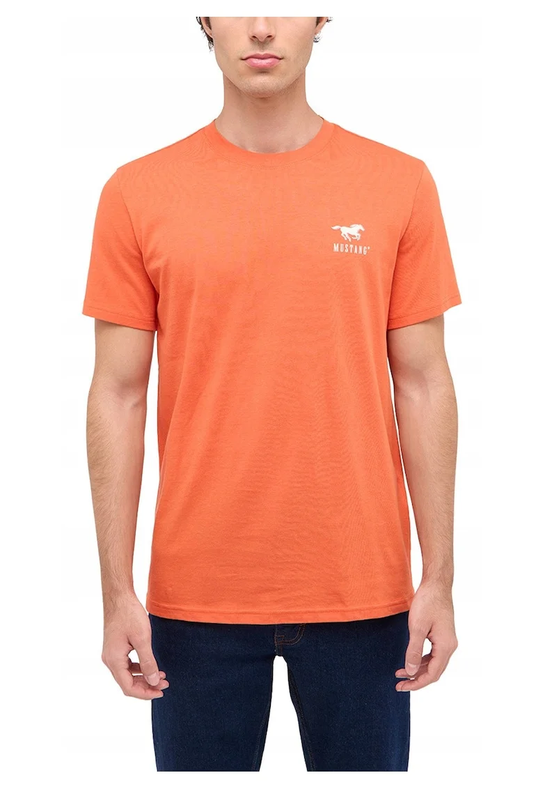 Tricou Barbati,  Style Austin, Regular Fit, Maneca Scurta, Decolteu Rotund, Cu Logo, Bumbac, Design Clasic, M INTL, Portocaliu