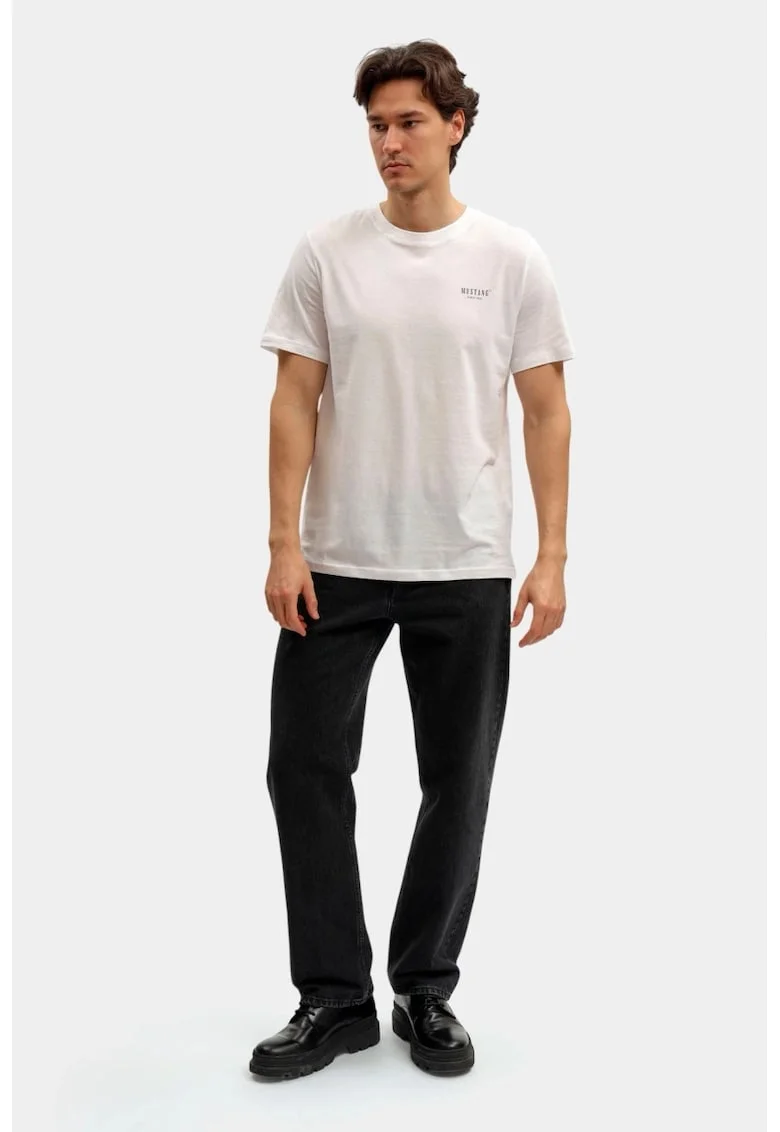 Tricou Barbati,  Style Austin, Regular Fit, Maneca Scurta, Decolteu Rotund, Cu Logo, Bumbac, Design Clasic, 2XL INTL, Alb